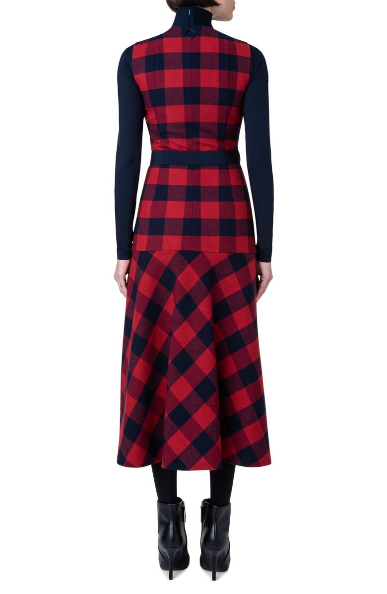 Akris punto Buffalo Plaid Wool & Cotton Flannel Drop Waist Dress, Alternate, color,