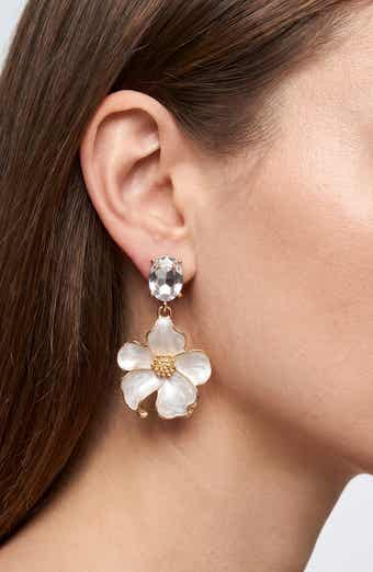 Crystal Flower Drop Earrings