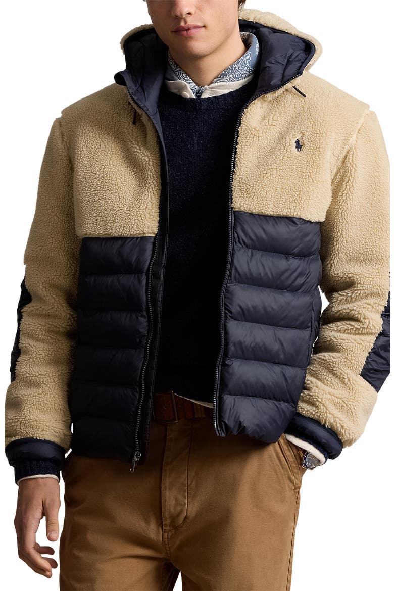 Mixed Media Insulated Jacket, Main, color, COLLECTION NAVY / SPRING BEIGE