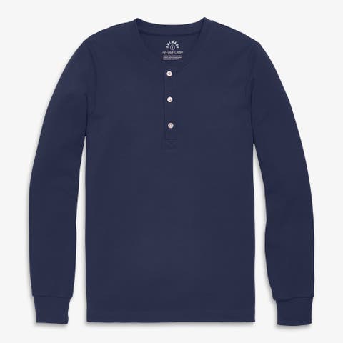 Unisex Fit Organic Long Sleeve Henley Pj Top