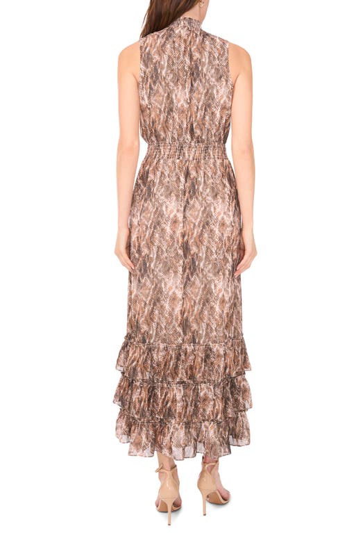 Halogenr Halogen(r) Sleeveless Smocked Ruffle Tiered Maxi Dress In Brown