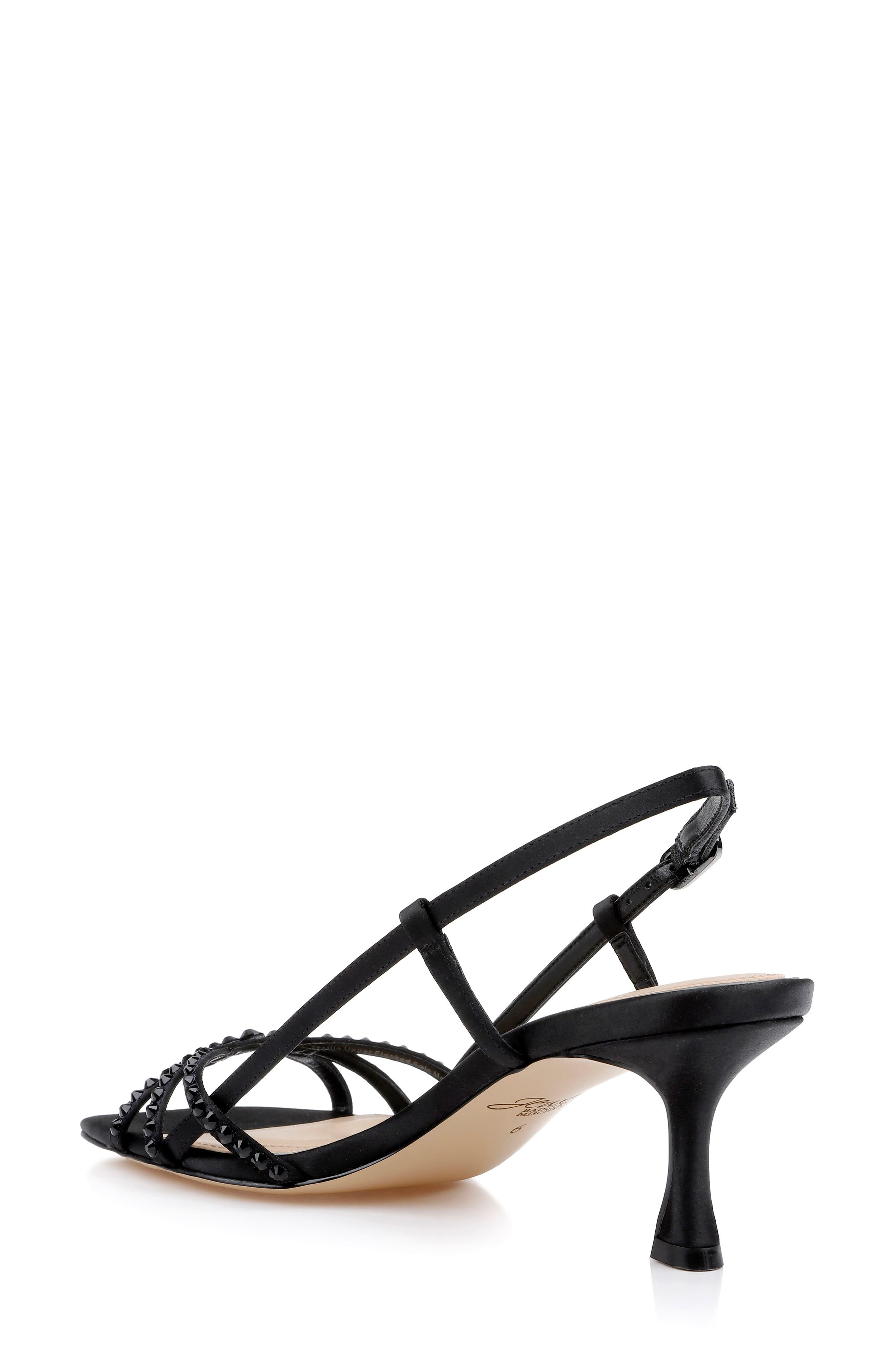 Jewel Badgley Mischka Isabela Studded Slingback Sandal, Alternate, color, Black Satin