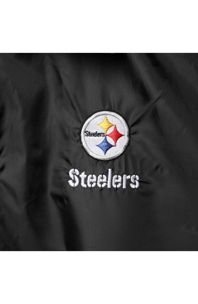 DUNBROOKE Men's Black Pittsburgh Steelers Coaches Classic Raglan Full-Snap Windbreaker Jacket, Alternate, color, 