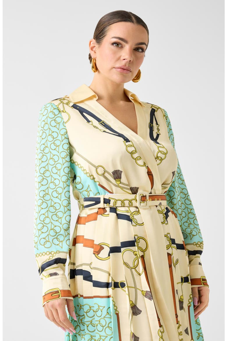 Print Wrap Mini Shirtdress, Alternate, color, BROWN