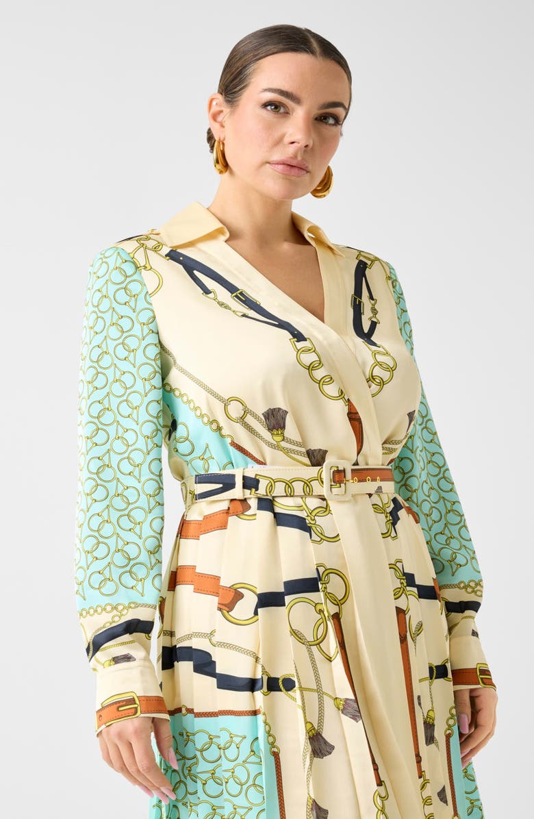 Marciano Print Wrap Mini Shirtdress, Alternate, color, Brown