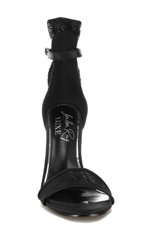 London Rag Delancy Lace Bow Satin Stiletto Sandal In Black