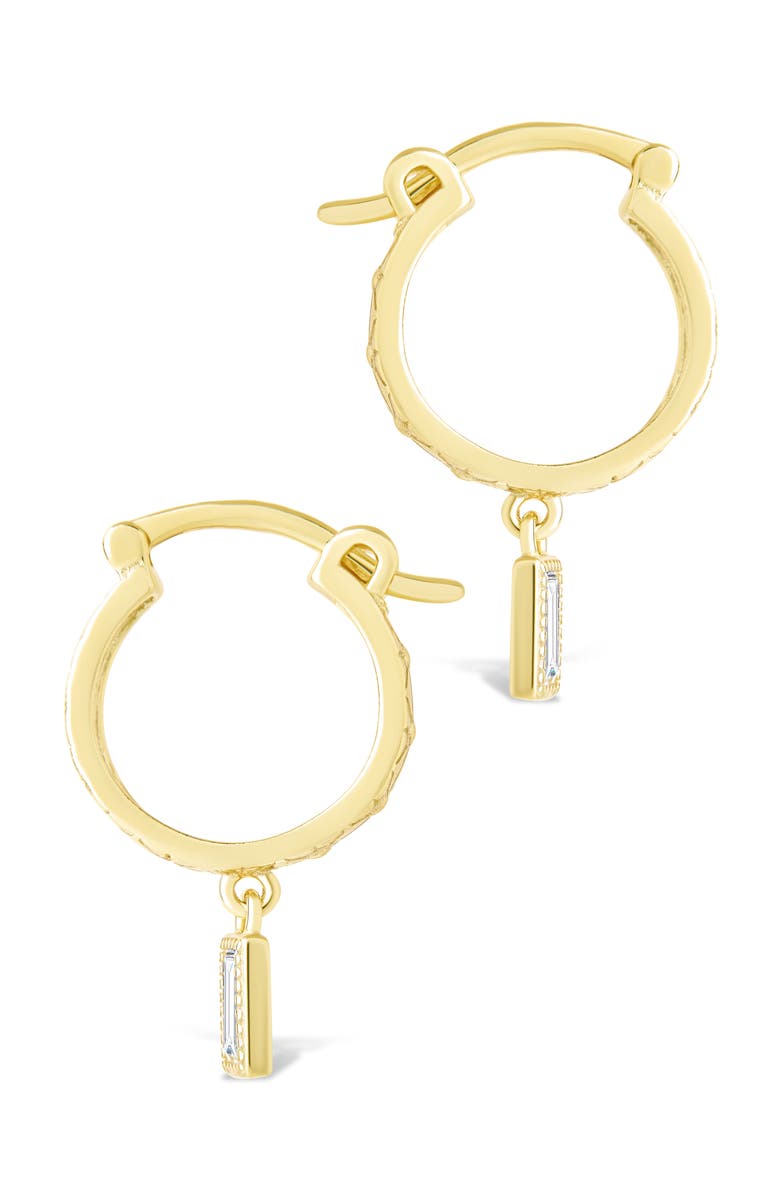 Sterling Forever Oaklyn Cubic Zirconia Drop Hoop Earrings, Alternate, color, Gold