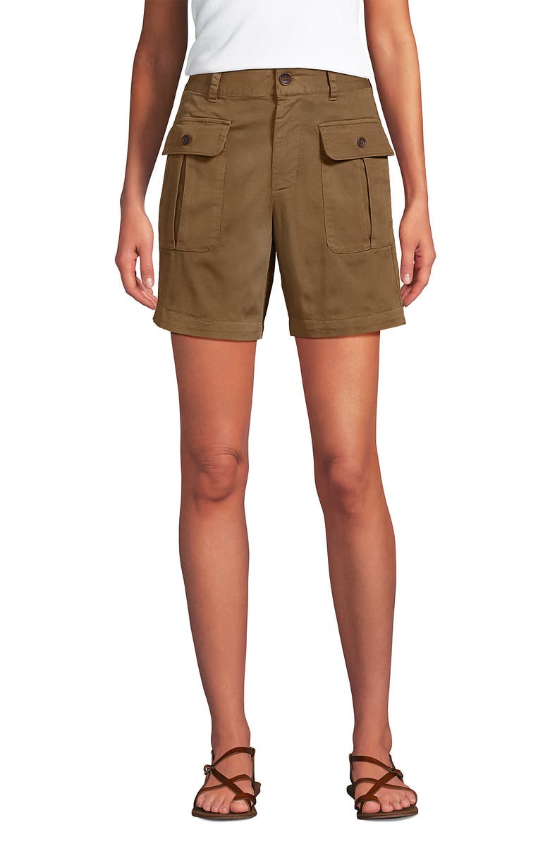 Lands' End Cool Fade High Rise 7" Cargo Shorts, Alternate, color, Coriander