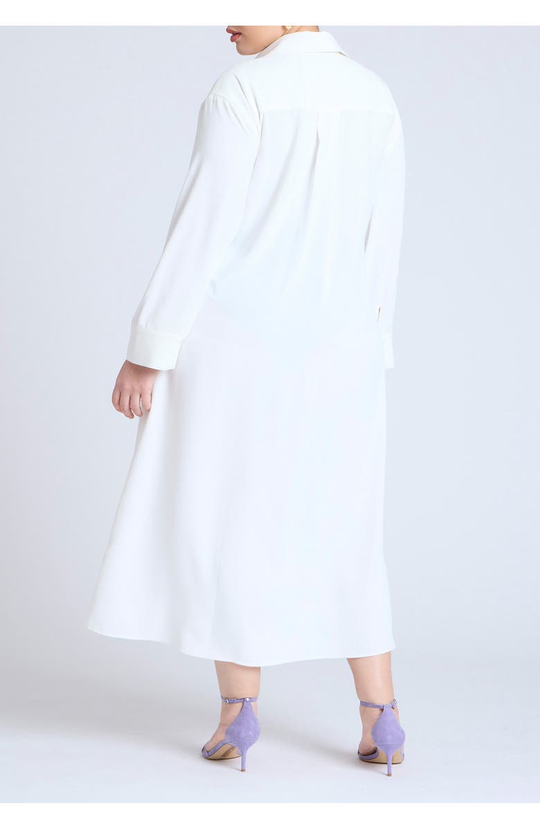 ELOQUII Tie Front Oversized Shirt Dress, Alternate, color, Jet Stream