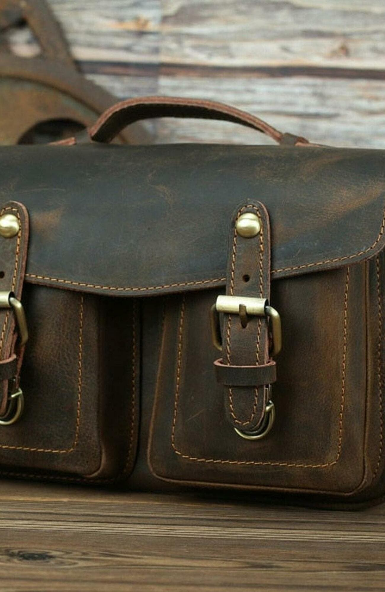 STEEL HORSE LEATHER The Faust Leather Camera Bag | Crossbody Vintage Camera Messenger Bag, Alternate, color, Brown