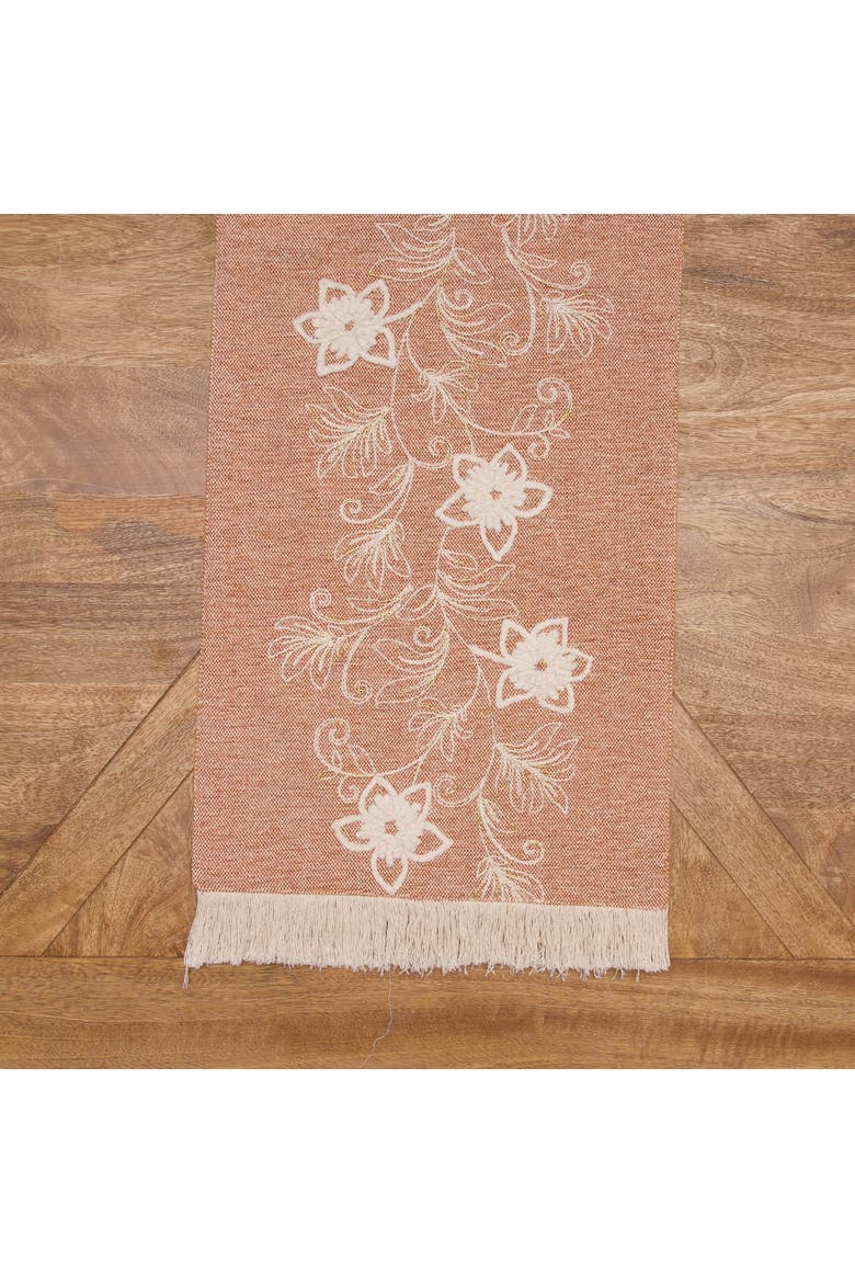 Harvest Floral Fringed and Woven Table Runner 14" x 72", Alternate, color, Beige