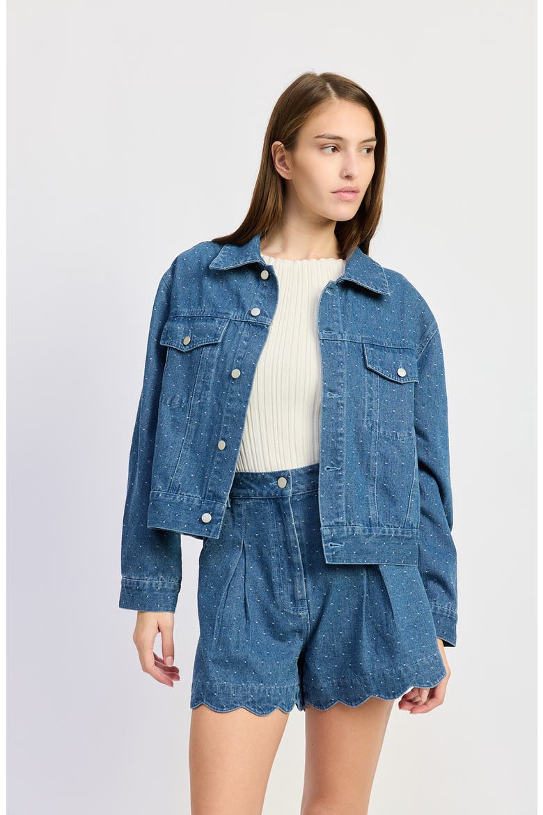 Heidi Studded Denim Jacket, Alternate, color, MEDIUM WASH DENIM