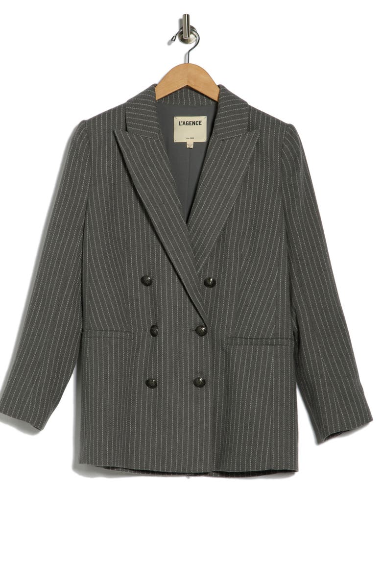 L'AGENCE Aimee Pinstripe Double Breasted Blazer, Alternate, color, 