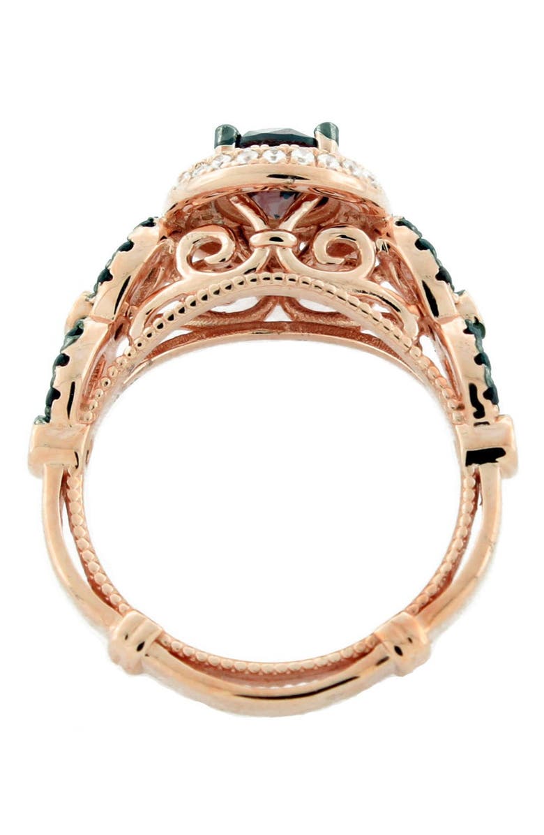 SUZY LEVIAN 14K Rose Gold Plated Sterling Silver Brown & White Cubic Zirconia Engagement Ring, Alternate, color,