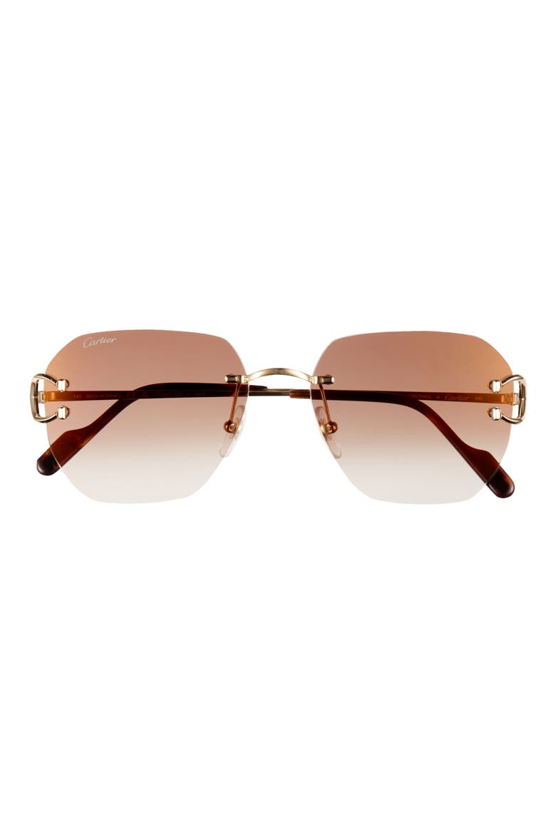 58mm Gradient Rectangular Sunglasses, Main, color, GOLD