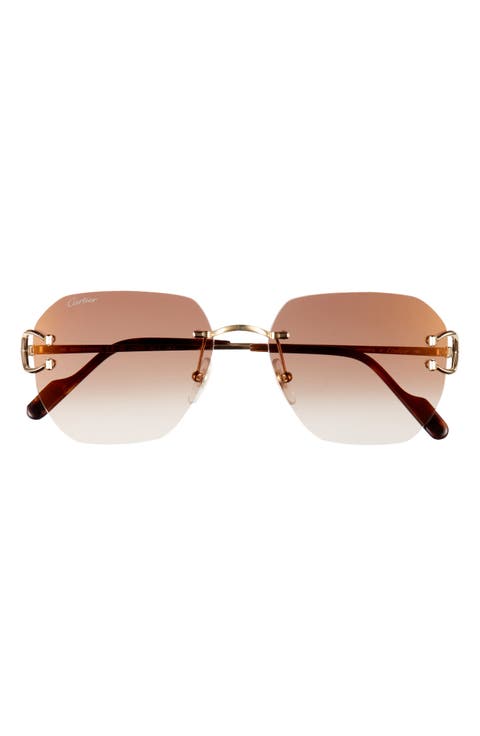 58mm Gradient Rectangular Sunglasses