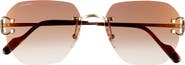 Cartier 58mm Gradient Rectangular Sunglasses