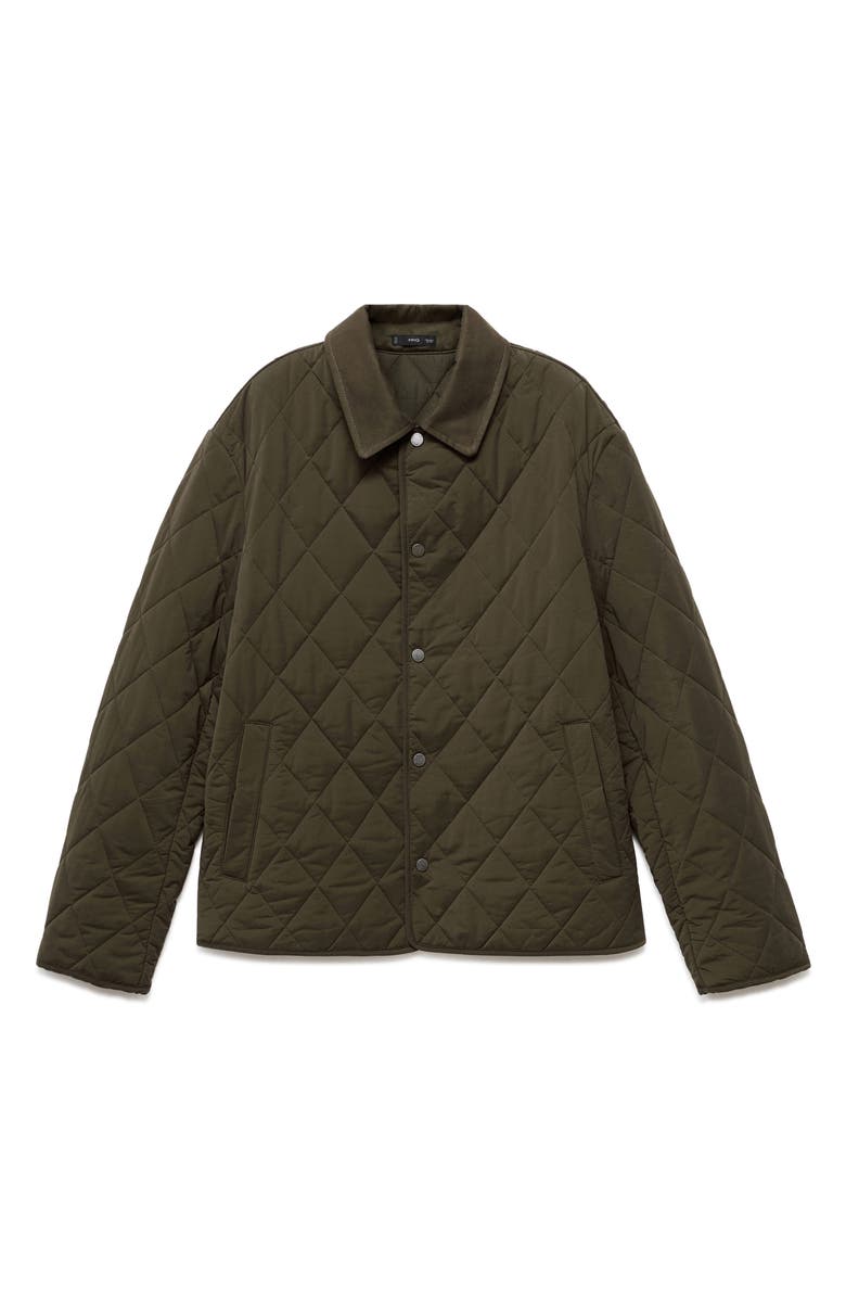 MANGO Water Repellent Quilted Jacket, Alternate, color, Olive Green
