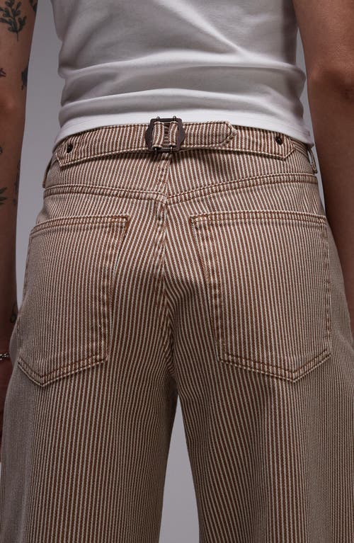 Topshop Cinch Low Rise Relaxed Jeans In Brown