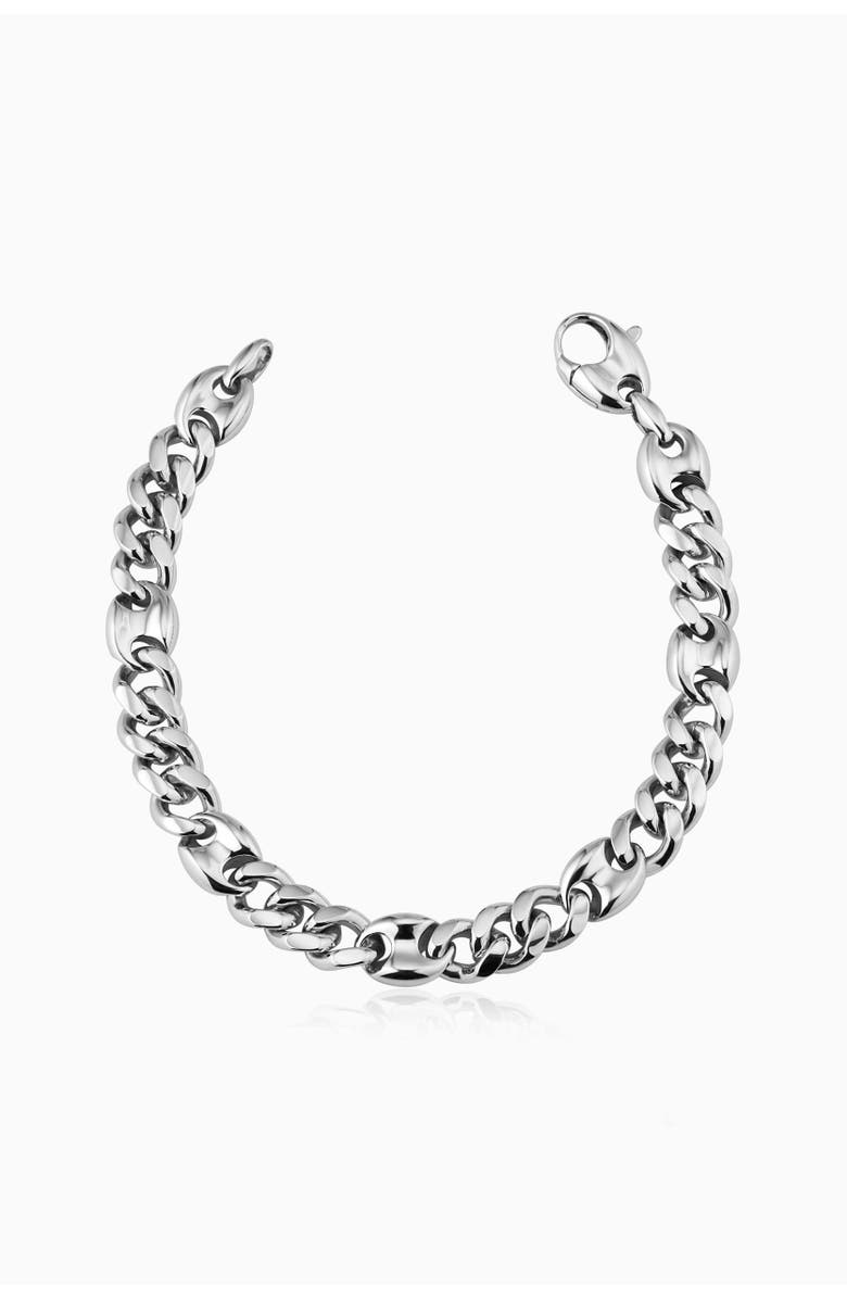 Oradina Mens Command Chain Bracelet in Sterling Silver, Main, color, Silver