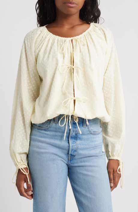 Topshop Clip Dot Tie Front Top