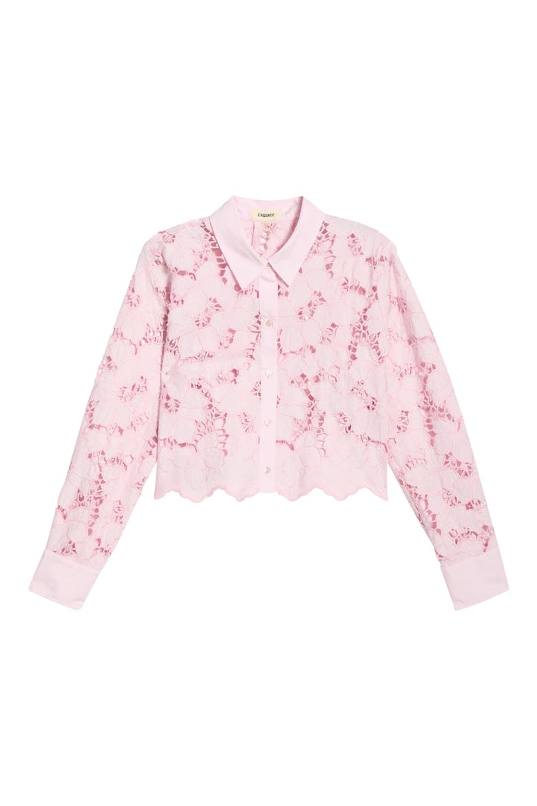 Seychelle Cutwork Crop Shirt, Alternate, color, PALE CAMEO PINK