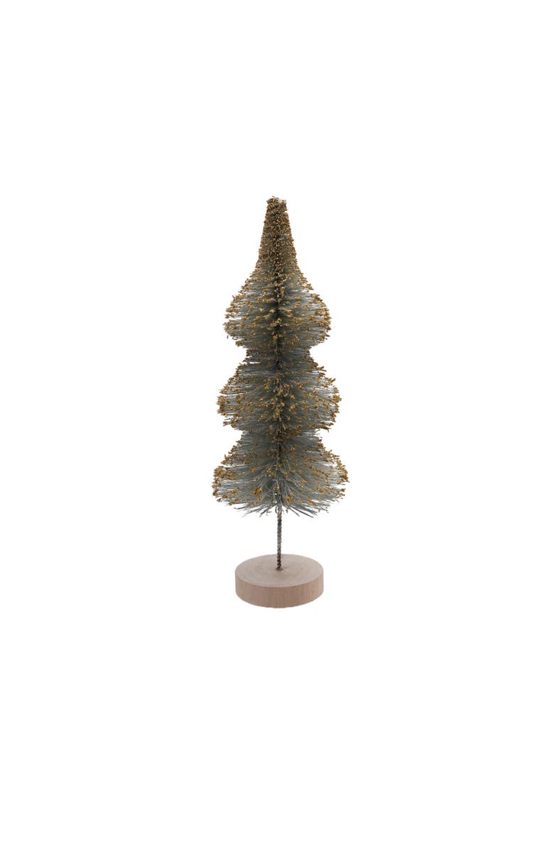 Storied Home Medium Sisal Bottle Brush Tree with Gold Glitter and Wood Base, Main, color, Mint