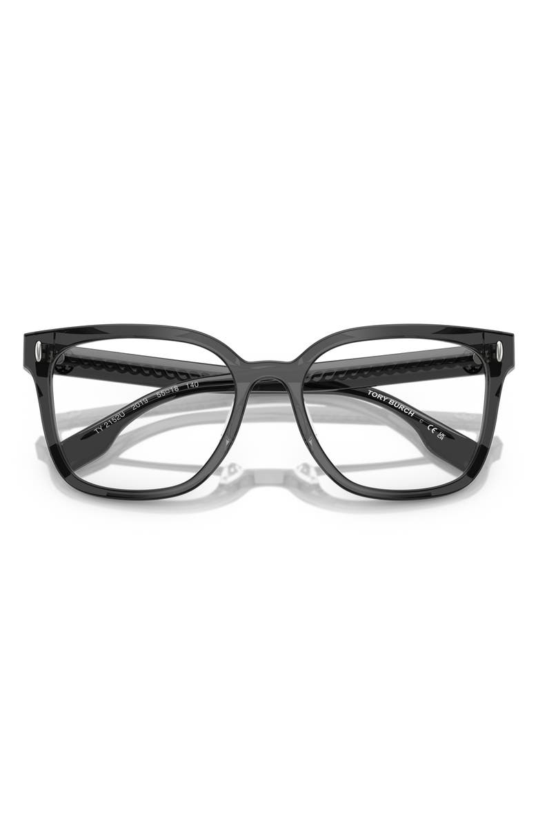 Tory Burch 53mm Square Optical Glasses, Alternate, color, Black
