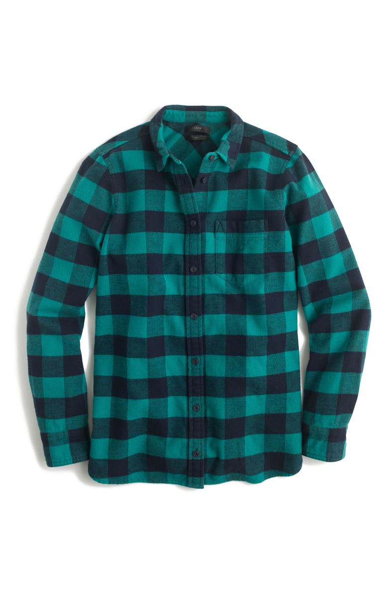 J.Crew Buffalo Check Cotton & Wool Boy Shirt, Alternate, color, 