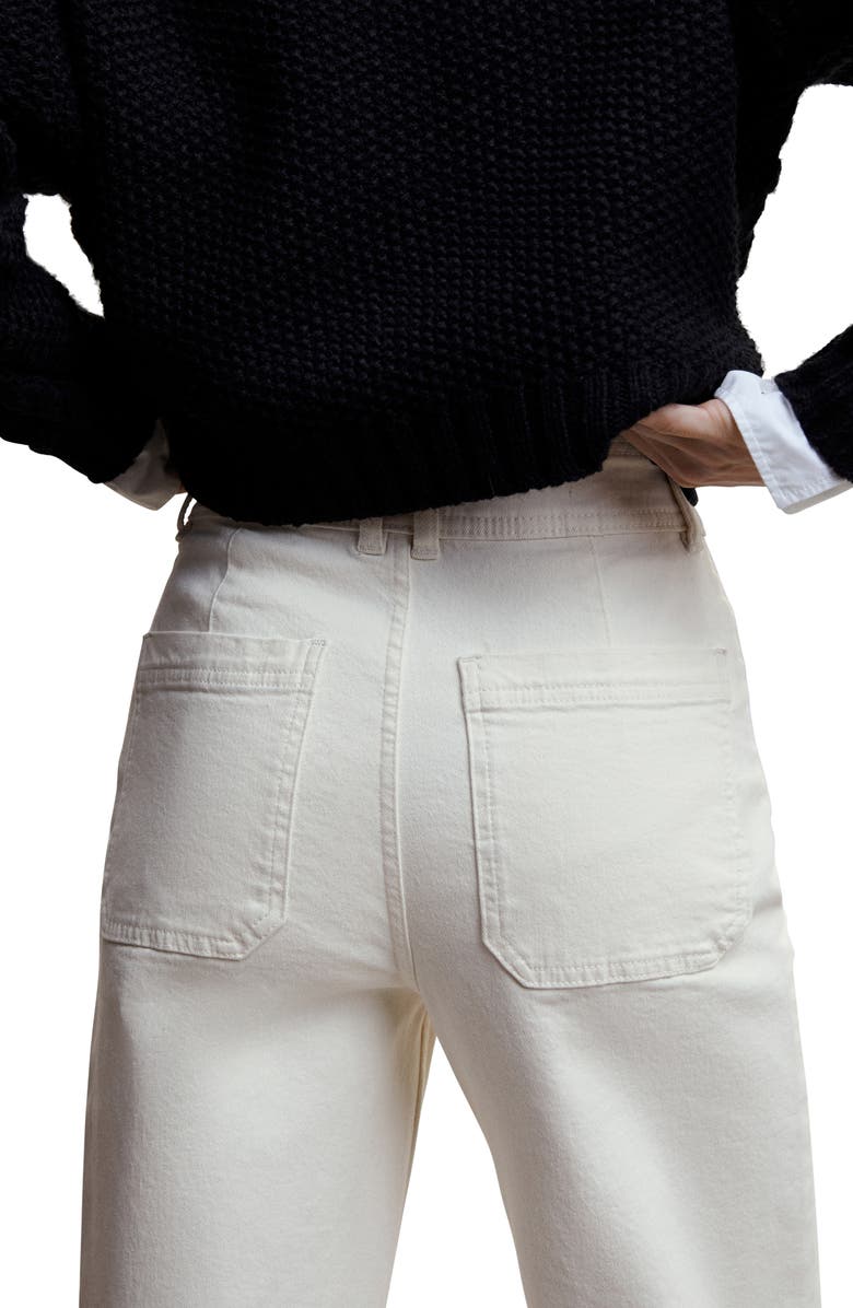 MANGO High Waist Frayed Hem Culotte Jeans, Alternate, color, 