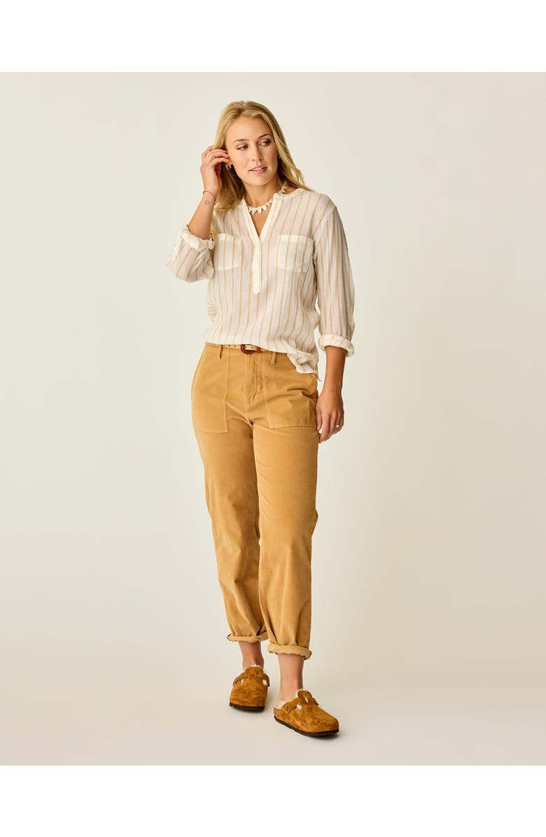 Carve Designs Dylan Gauze Shirt, Alternate, color, Camel Stripe