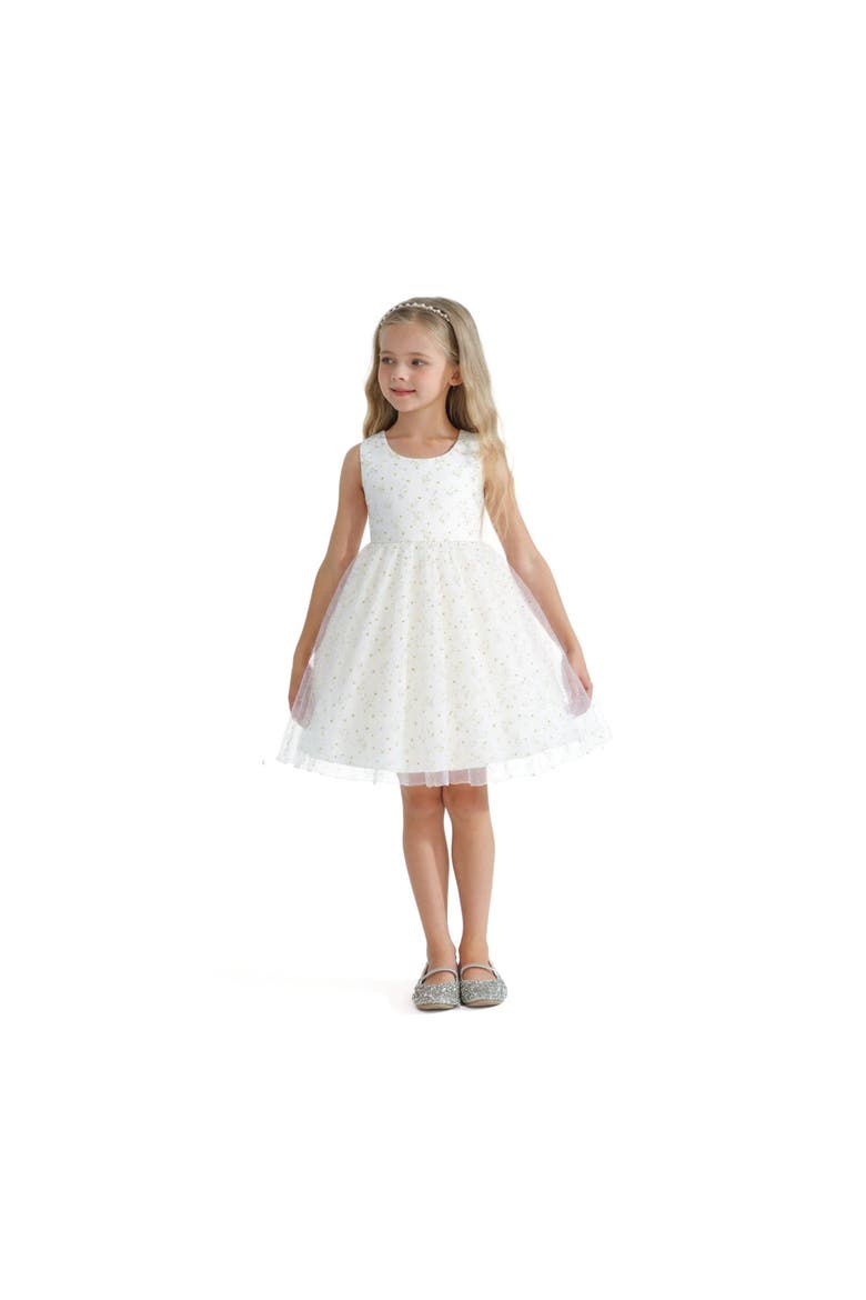 Floral Patterned Bow Dress, Alternate, color, Ivory