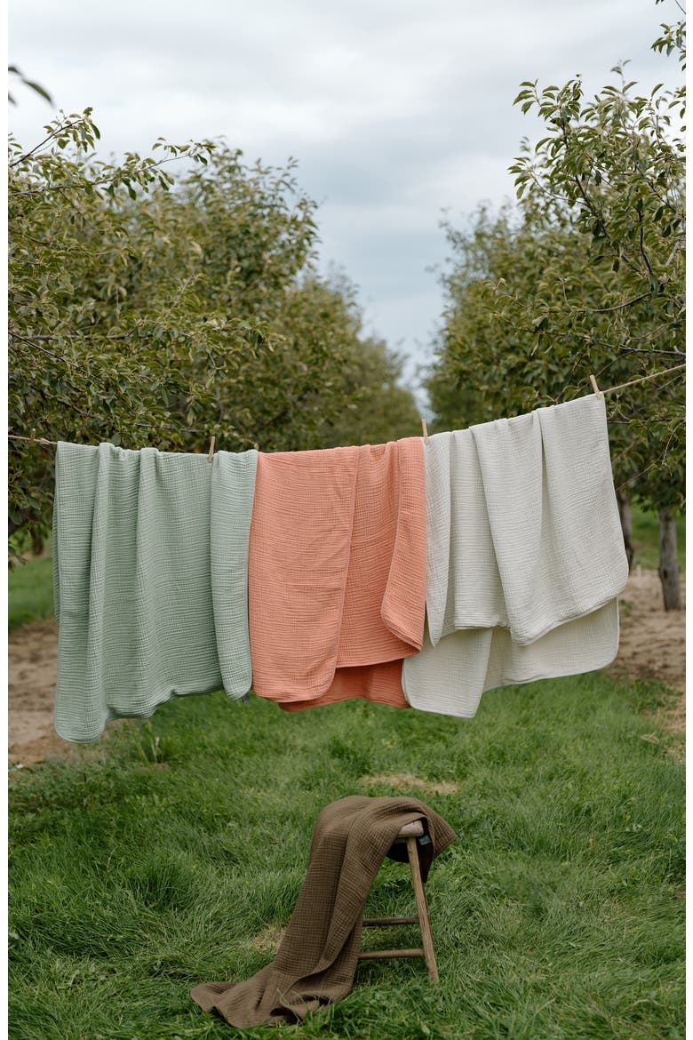 Organic Cotton Muslin Throw Blanket, Alternate, color, ROSE