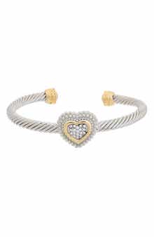 Juvell Pavé Cubic Zirconia Heart Cuff Bracelet