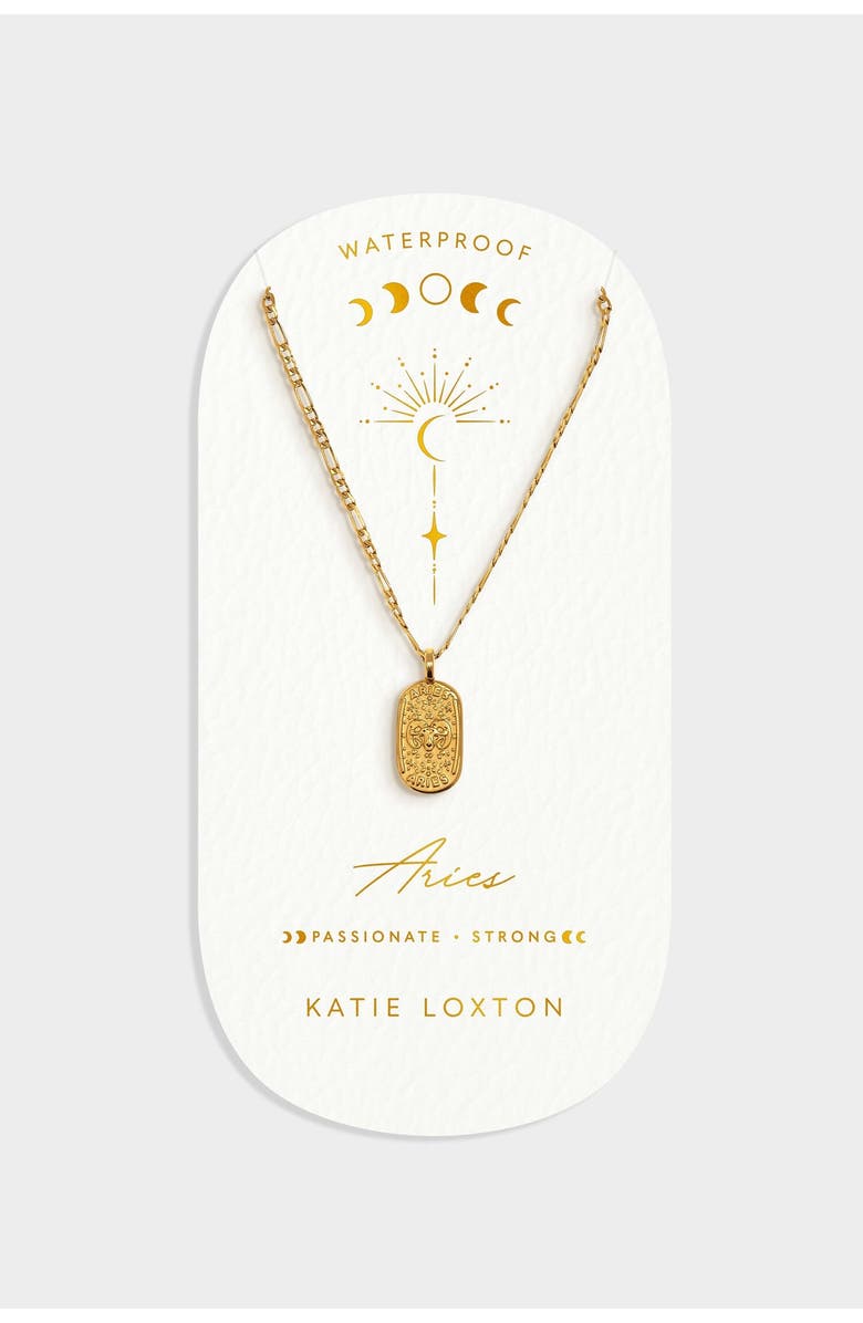 Katie Loxton 'Aries' Waterproof Gold Zodiac Necklace, Alternate, color, Gold
