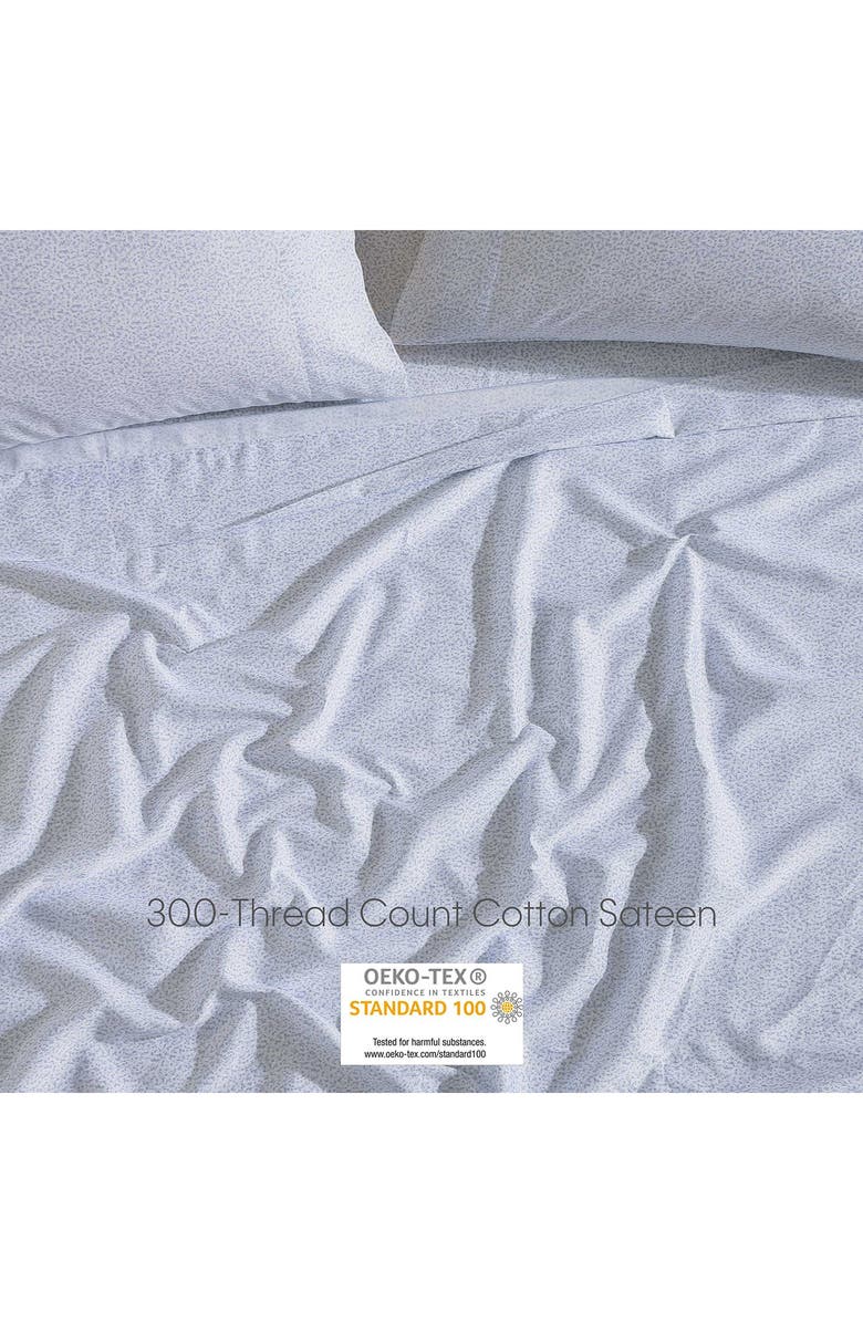 Calvin Klein Abstract Ditsy Floral 300 Thread Count Sateen Sheet Set, Alternate, color, Ice Blue