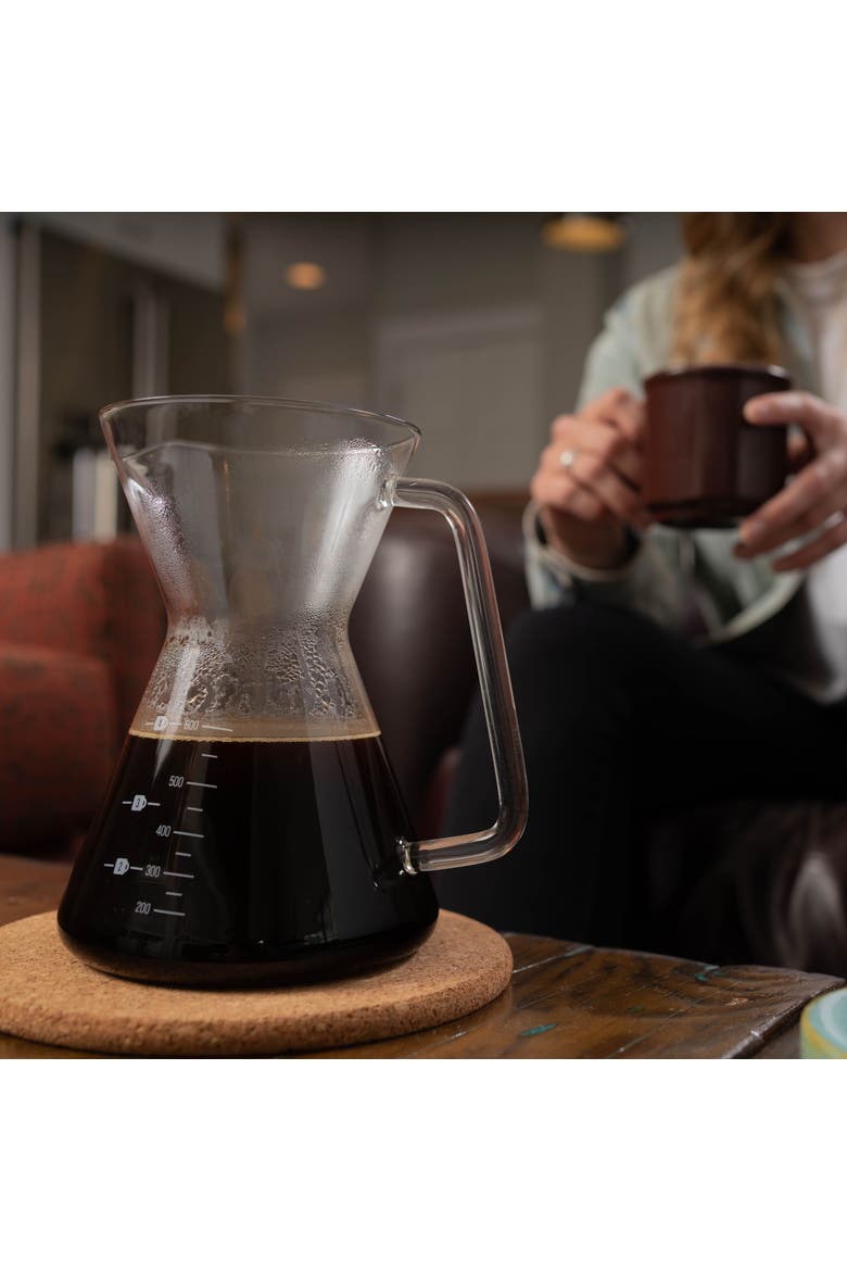 Glass Pour Over Carafe w/ Reusable Filter, 600ml, Alternate, color, Clear