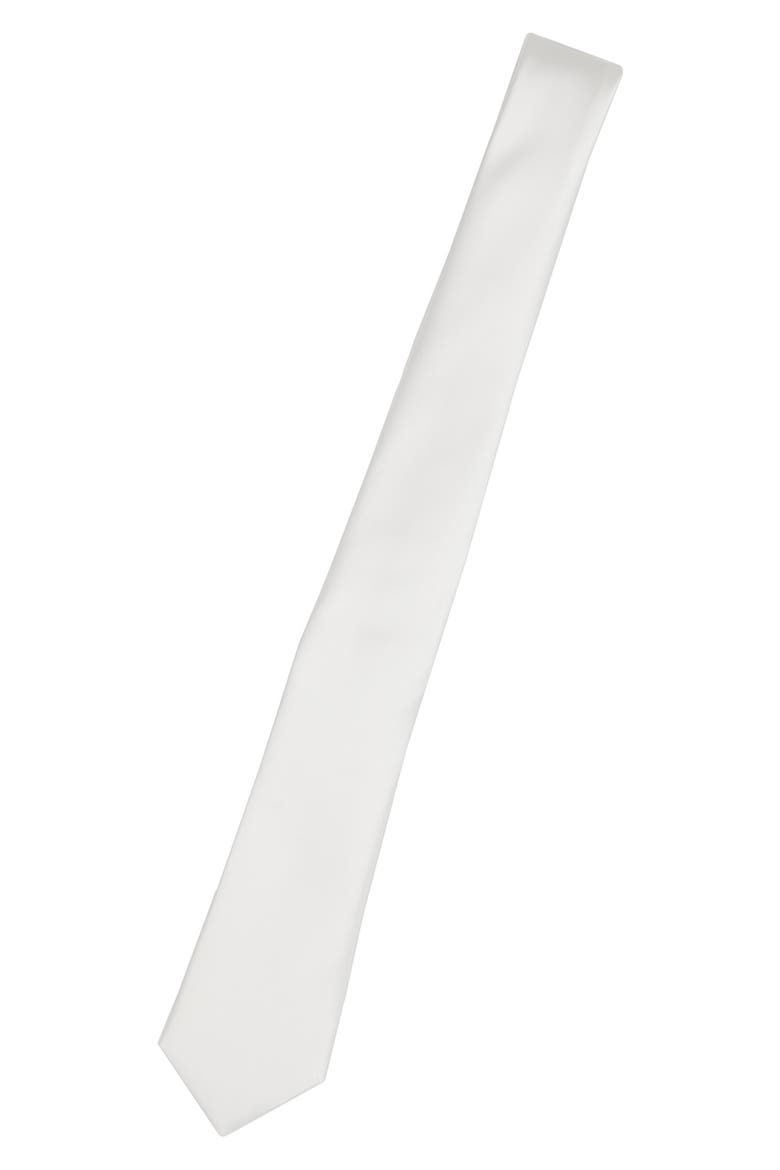 Men's Solid Satin X-Long Tie, Alternate, color, WHITE