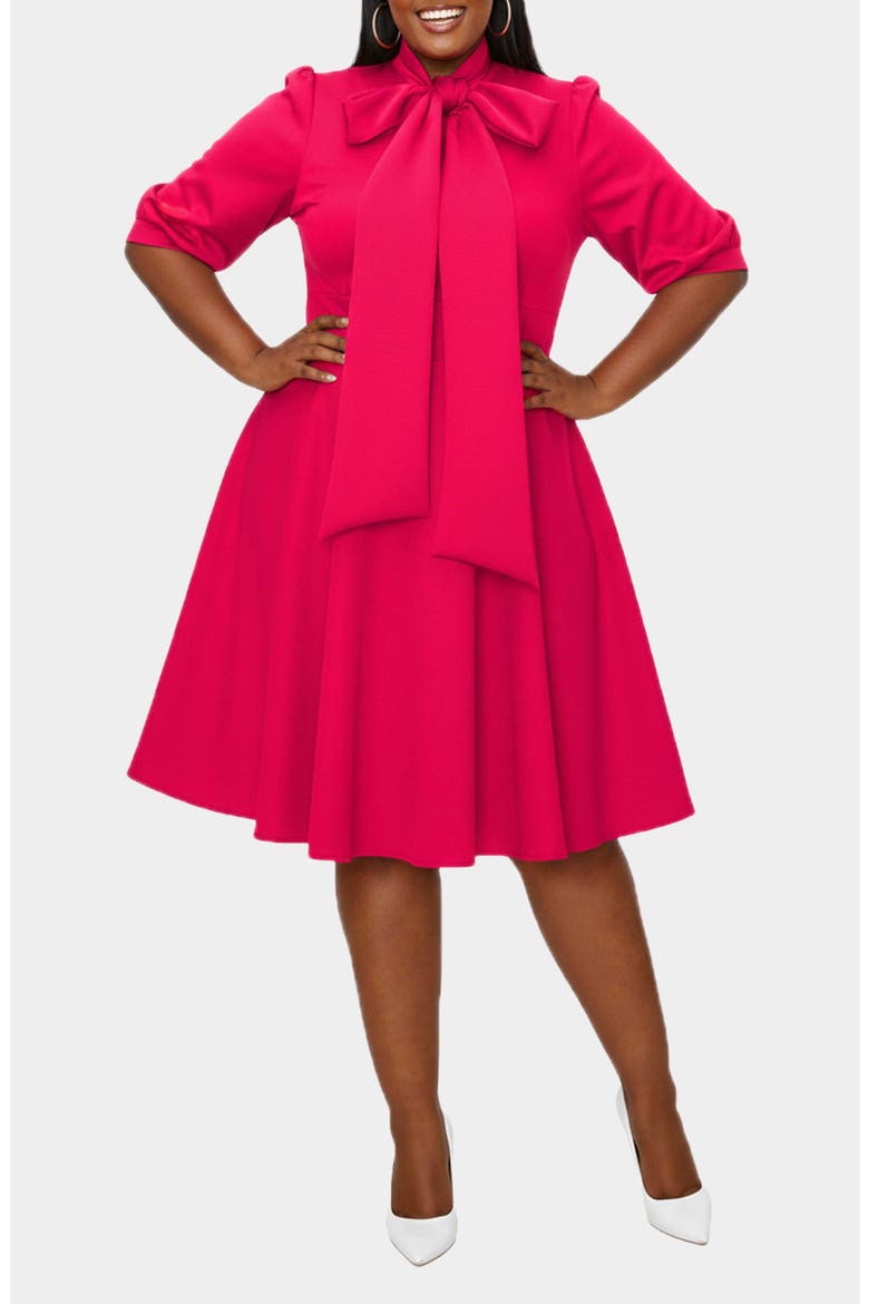 Carina Donna Fit & Flare Midi Dress, Main, color, FUCHSIA