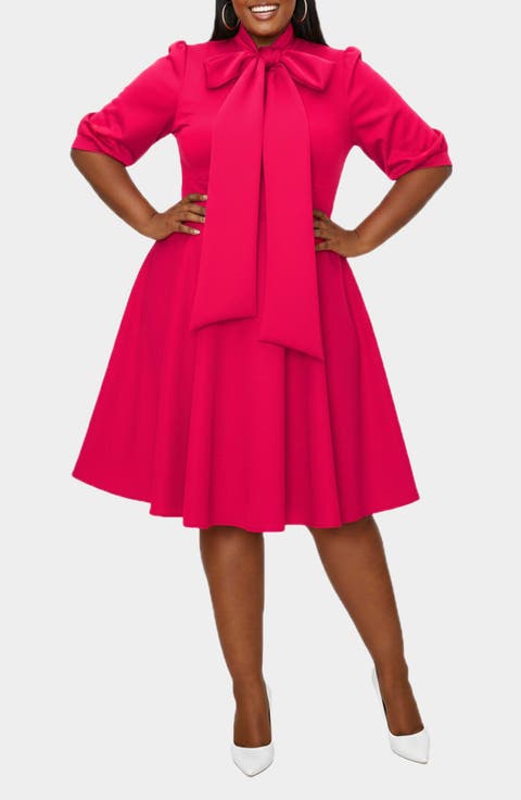 Carina Donna Fit & Flare Midi Dress (Plus)