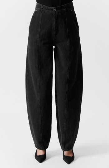 & Other Stories Bloom Cut Barrel Leg Jeans In Black Dark