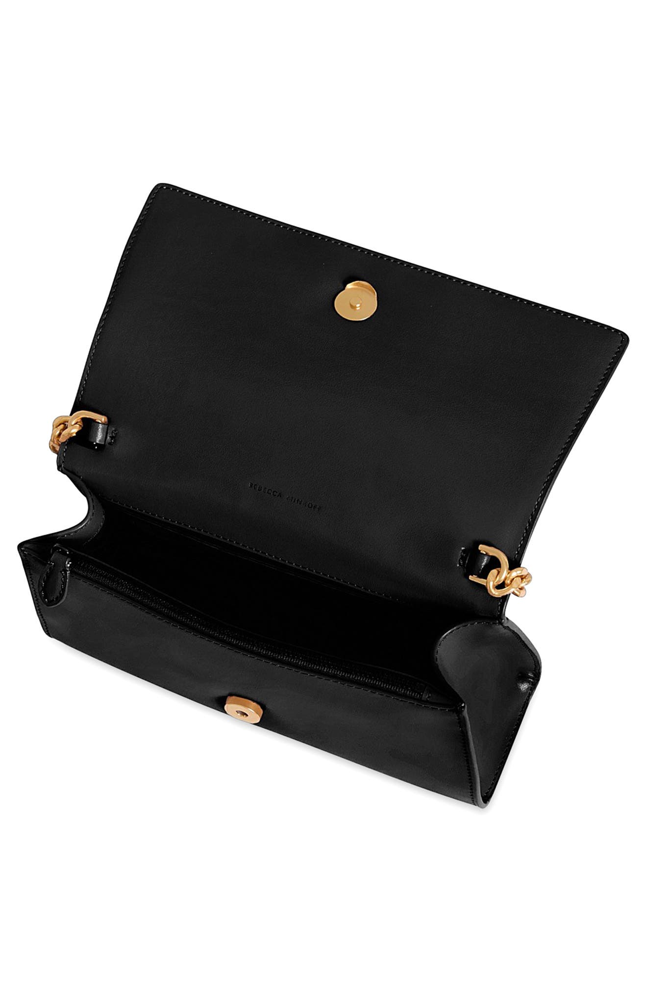 Rebecca Minkoff Curb Link Leather Crossbody Bag, Alternate, color, Black