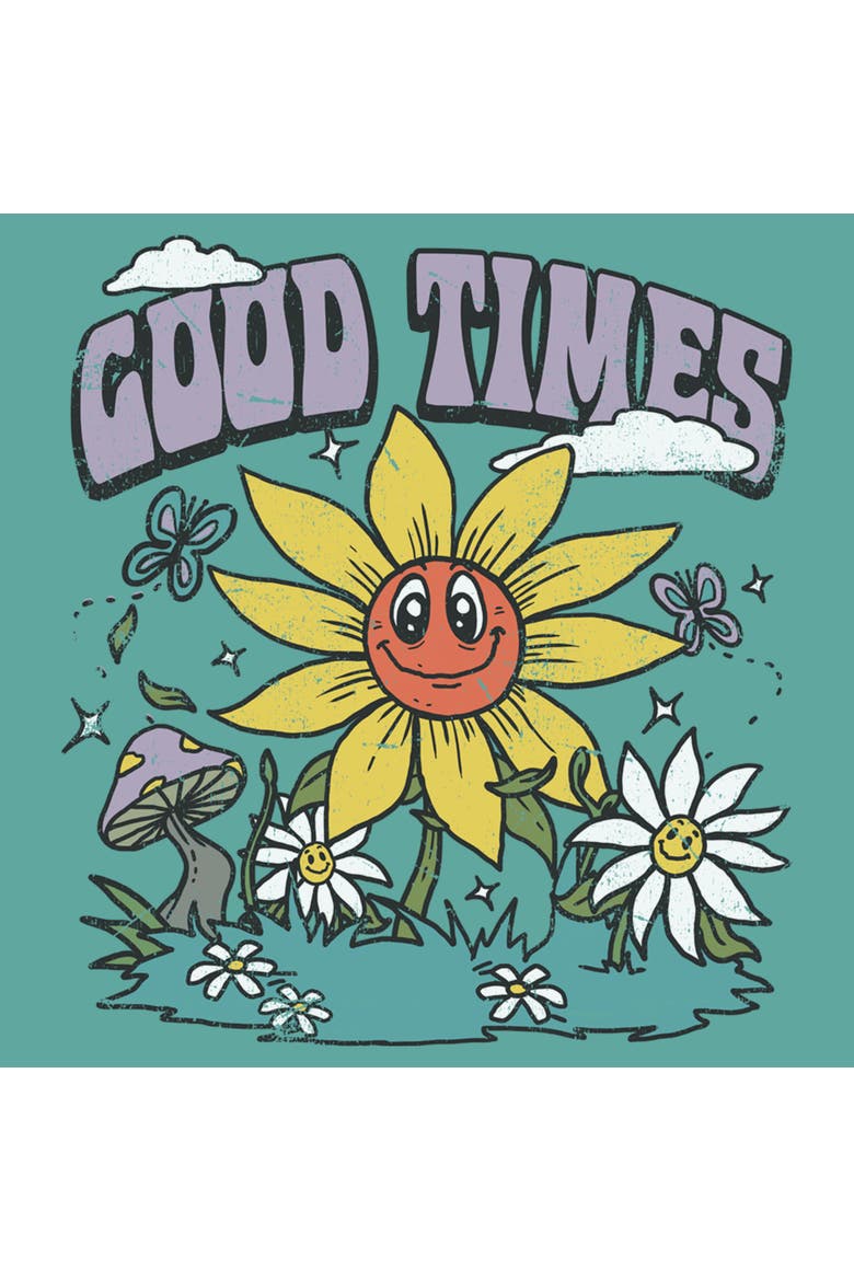 Men's Lost Gods Good Times Retro Flowers  Graphic T-Shirt, Alternate, color, Sea Foam