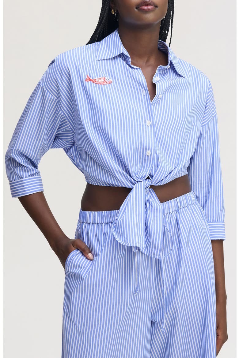 Stripe Cotton Button-Up Shirt, Main, color, PERIWINKLE SHIRTING
