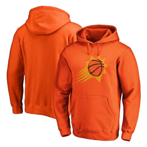 Men's Fanatics Branded Orange Phoenix Suns Icon Primary Logo Fitted Pullover Hoodie
