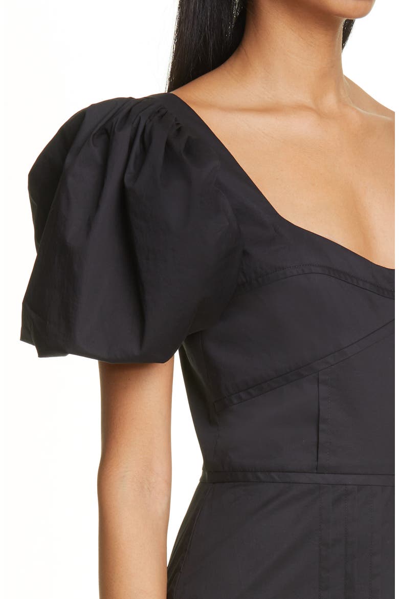 Unchanging Legacy Embroidered Puff Sleeve Dress, Alternate, color, BLACK