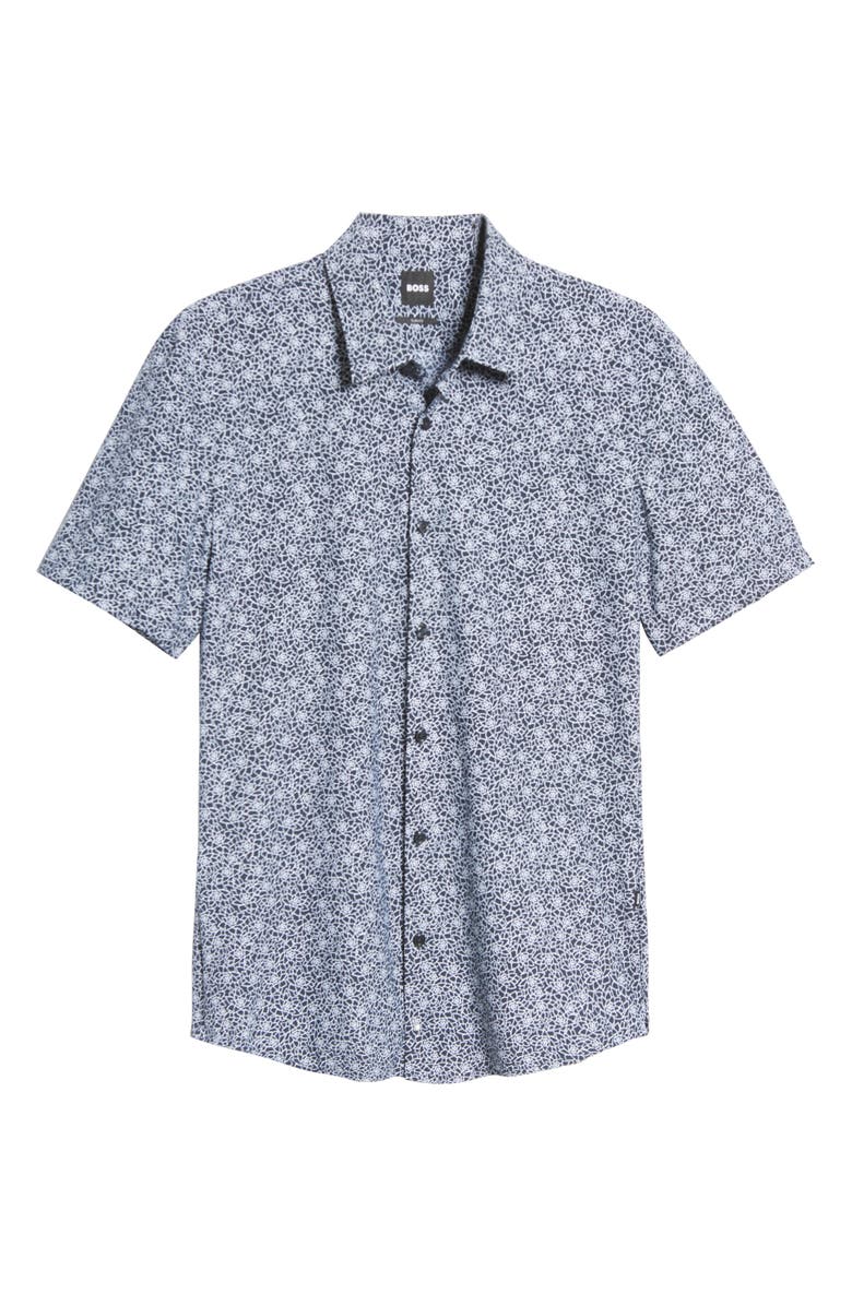 BOSS Ronn Floral Stretch Short Sleeve Button-Up Shirt, Alternate, color,