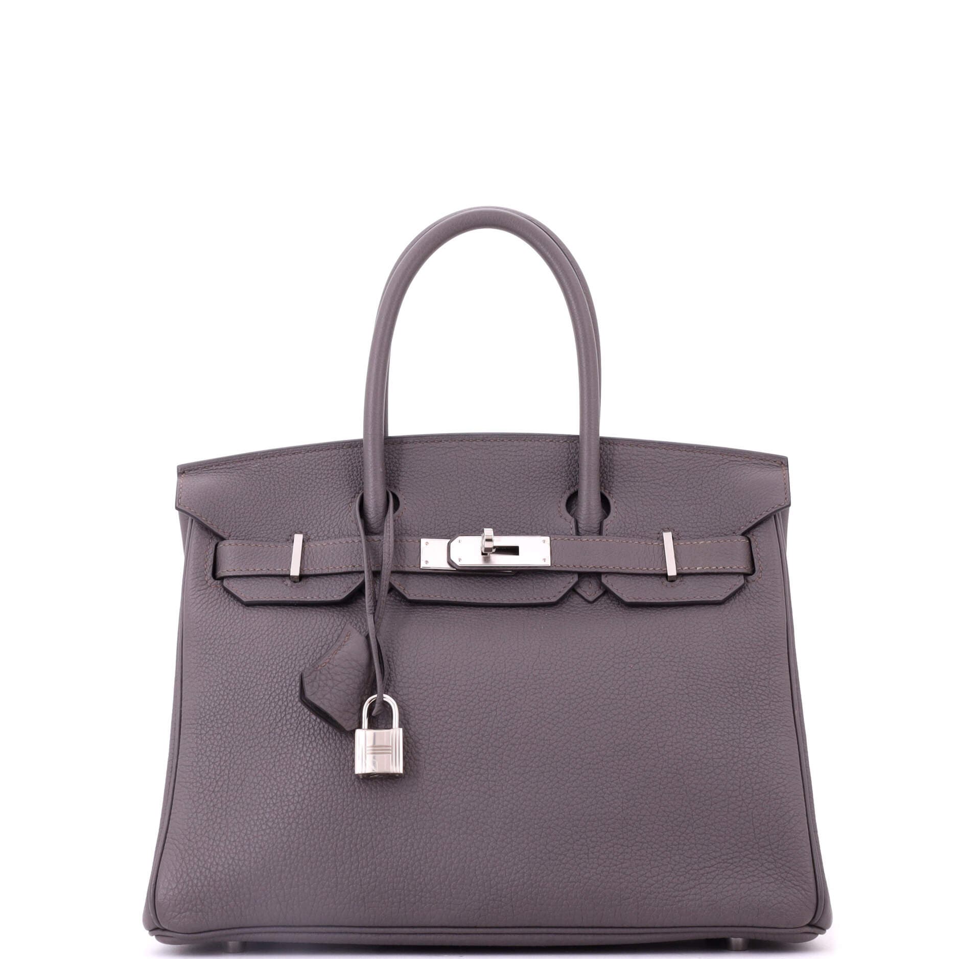 Pre-Owned Hermes Birkin Handbag Grey Togo with Palladium Hardware 30, Main, color, Etain
