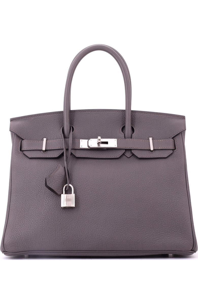 Pre-Owned Hermes Birkin Handbag Grey Togo with Palladium Hardware 30, Main, color, Etain