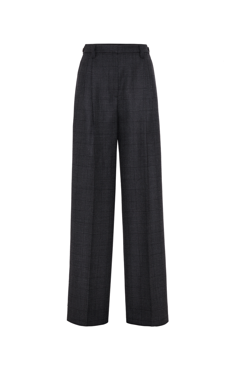 Brunello Cucinelli Virgin wool Prince of Wales relaxed tailored trousers, Main, color, 
